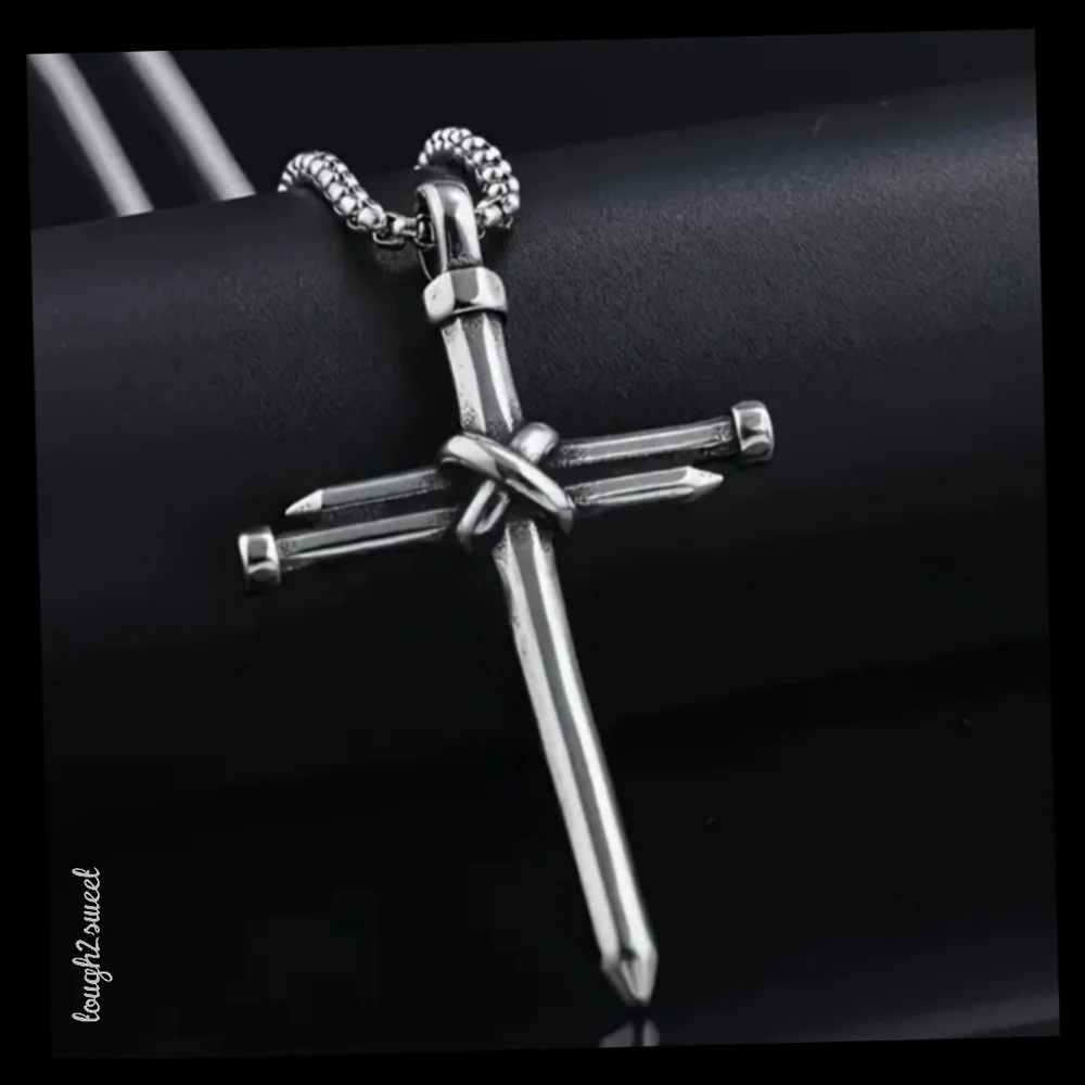 🆕️LAST 1☦️HANDCRAFTED STAINLESS STEEL CROSS NAIL UNISEX NECKLESS/GIFT BOXED